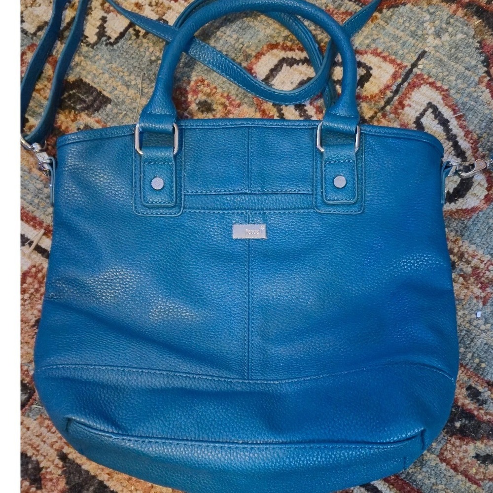 Jewell by Thirty-One Teal Pebbled Vegan Leather Hobo‎ Bag Crossbody shoulder